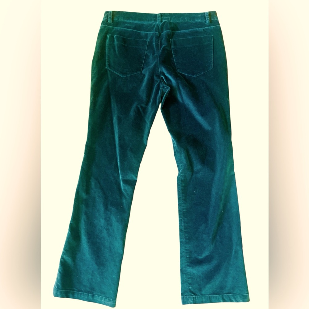 TALBOTS Velour Velvet  Emerald Green Stretch Pants Size 8 - Picture 3 of 4